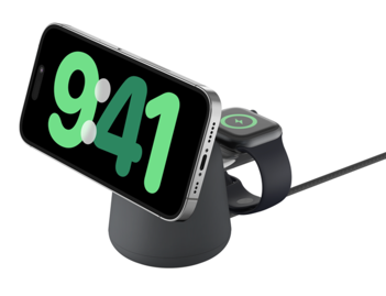 A smart watch on a charging device

Description automatically generated